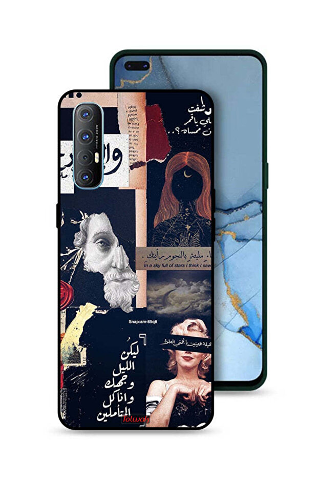 غطاء حماية لهاتف Oppo Reno3 Pro 4G بعبارات عربية ووجوه مقطوعة