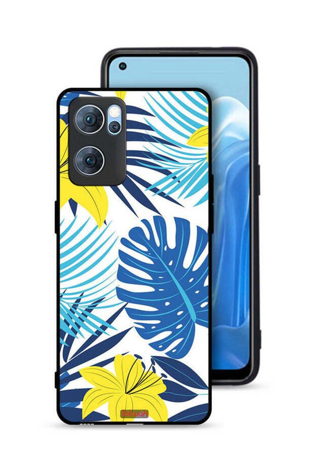 غطاء حماية لهاتف Oppo Reno7 5G برسومات ريش وزهور