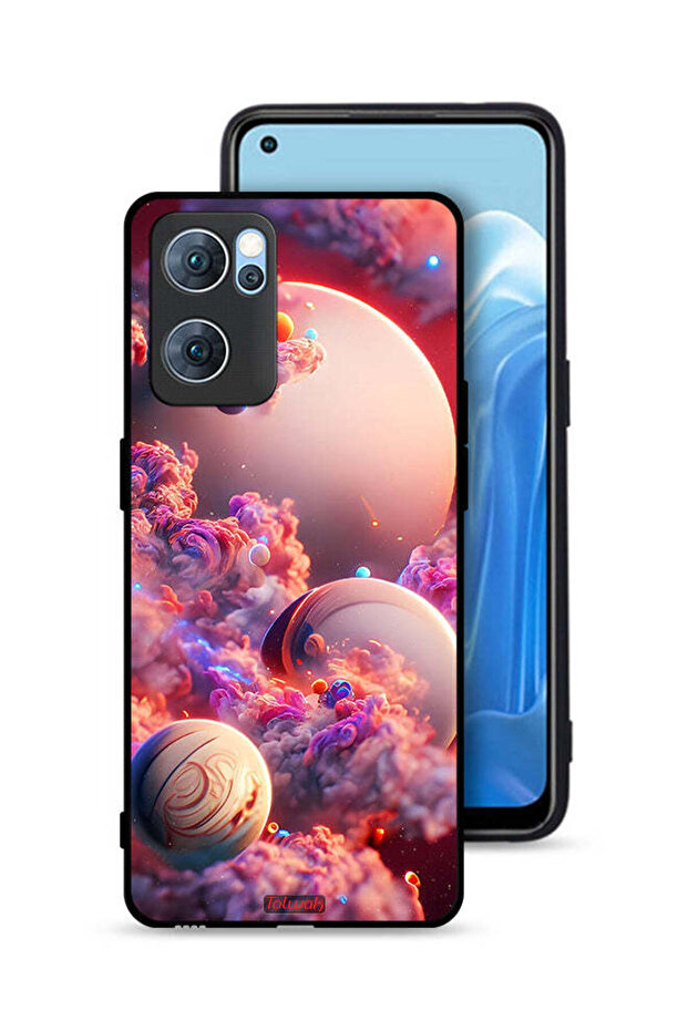 غطاء حماية لهاتف Oppo Reno7 5G بتصميم غيوم وفن تجريدي - 1