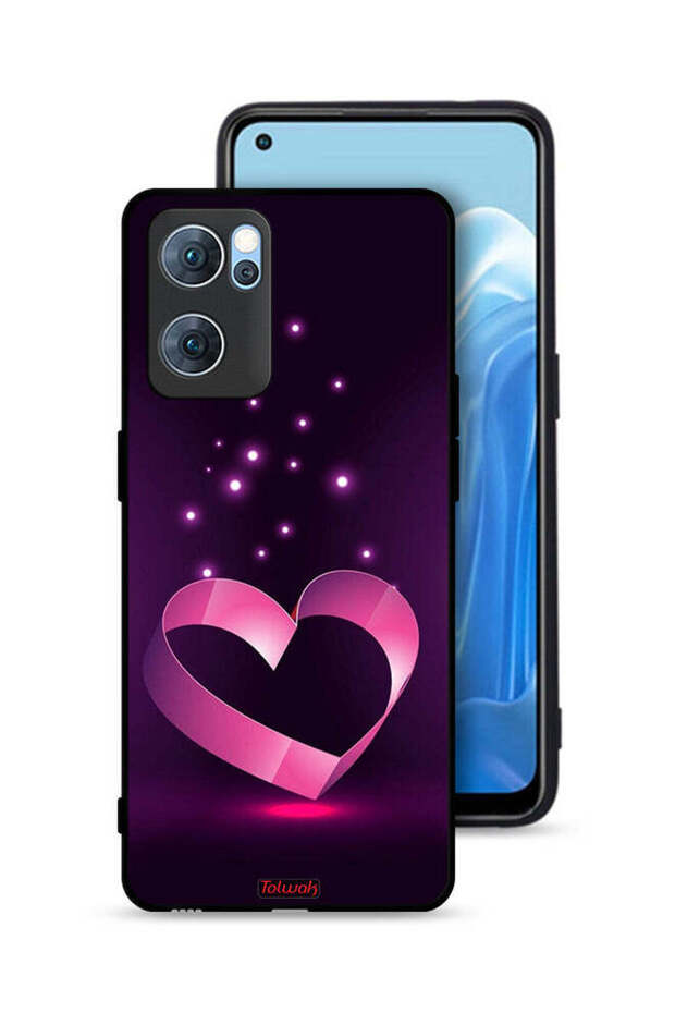غطاء حماية لهاتف Oppo Reno7 5G بتصميم قلب
