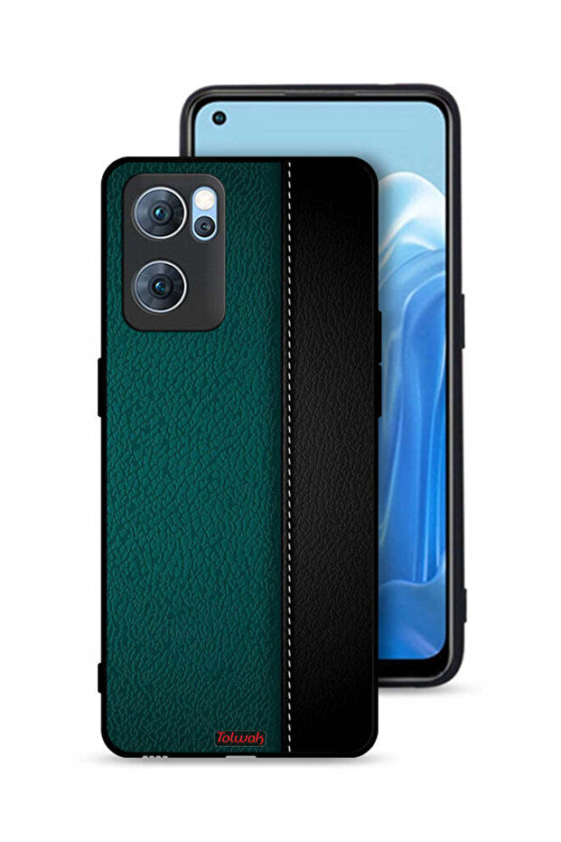 غطاء حماية جلدي بنمط هندسي لهاتف Oppo Reno7 5G - 1