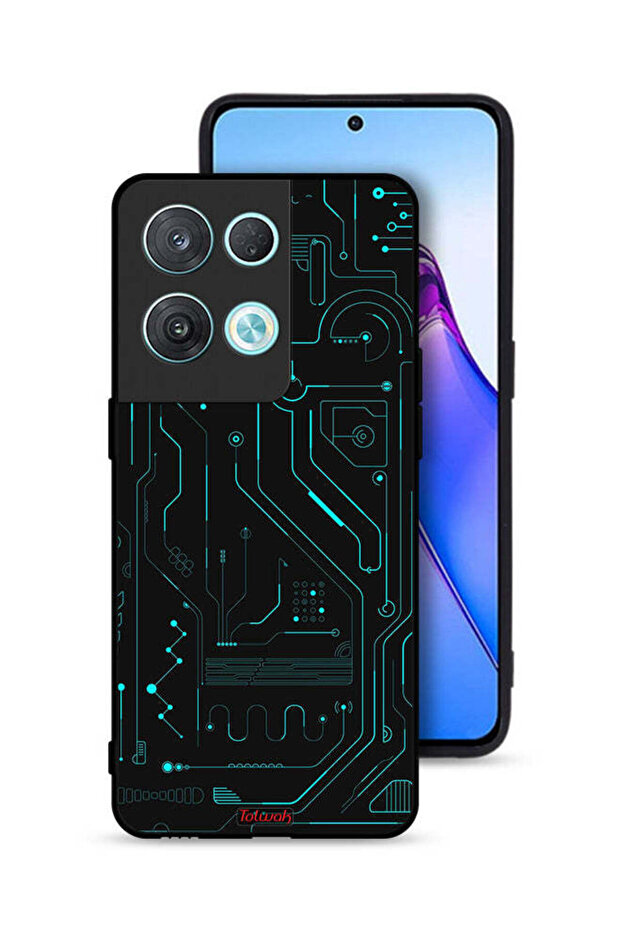 غطاء حماية لهاتف Oppo Reno8 Pro 5G دوائر فنية رقمية بسيطة شاشات متعددة