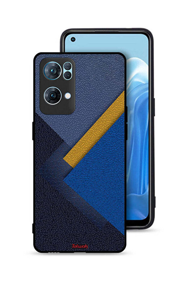 غطاء حماية لهاتف Oppo Reno7 Pro 5G بنقشة مثلثات جلدية
