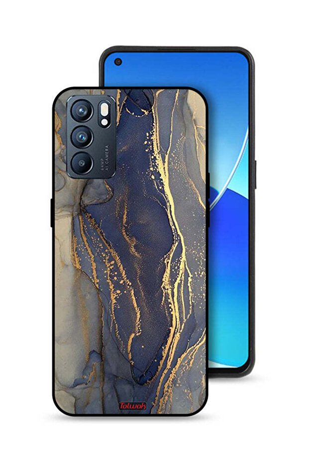 غطاء حماية لهاتف Oppo Reno6 5G بنمط رخامي لامع