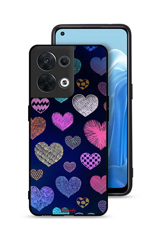 غطاء حماية لهاتف Oppo Reno8 5G بنقشة قلوب داجا