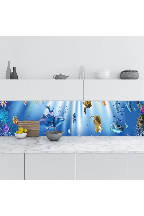 Mutfak Tezgah Arası Kaplama Mermer Desenli Yapışkanlı Folyo Fayans Kaplama Sticker 60cm X 100cm - 1