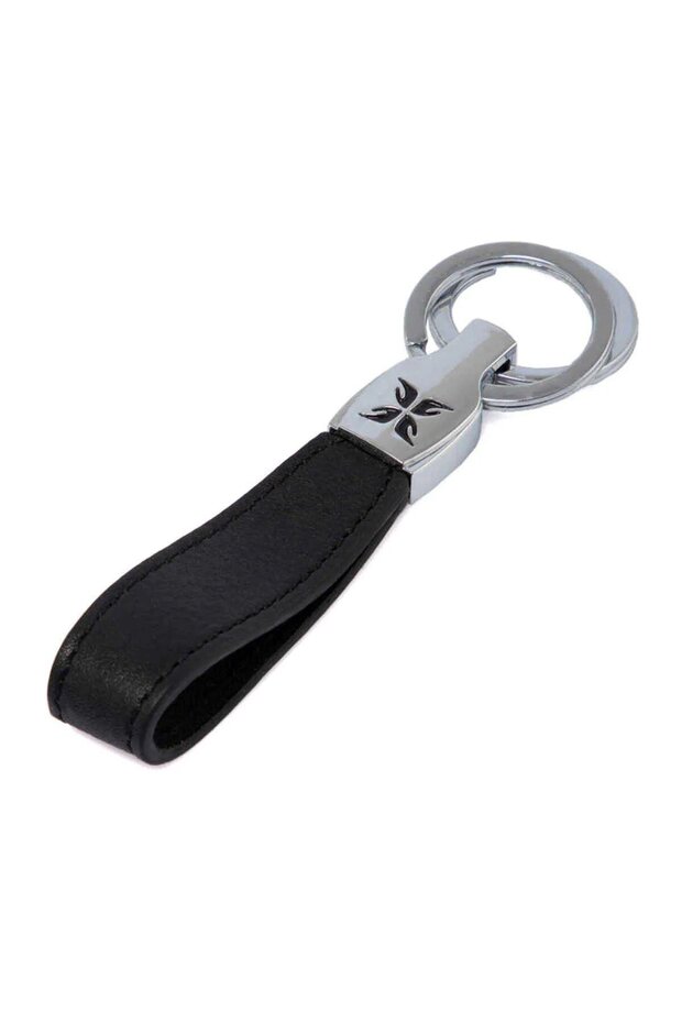 Black Genuine Leather Unisex Keychain - S1An00000248-A41