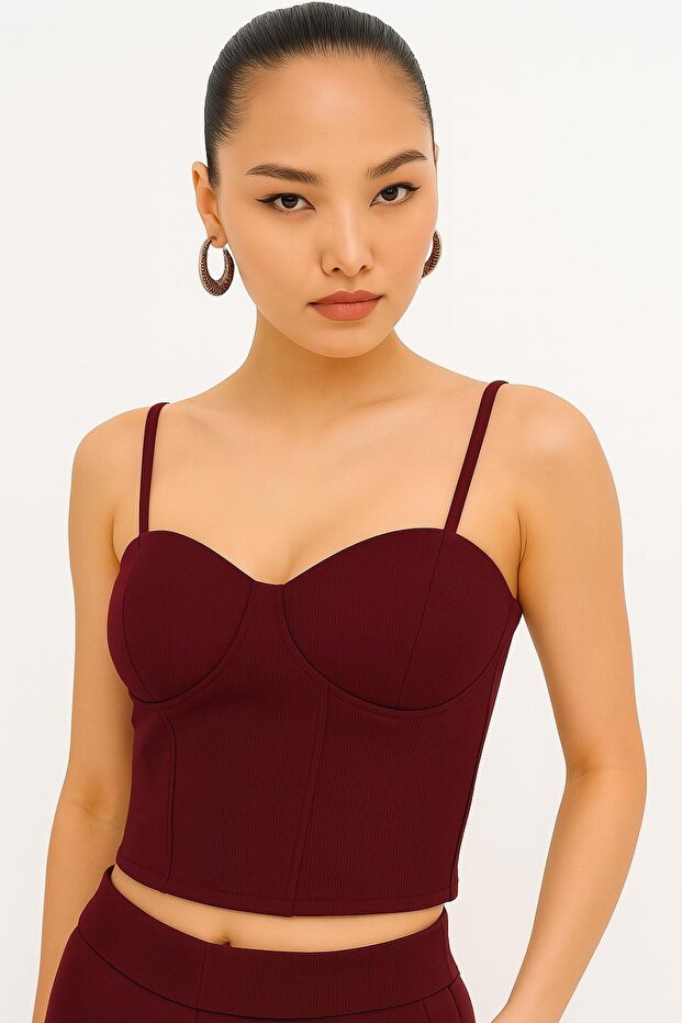 Askılı Ottoman Crop Büstiyer - 1