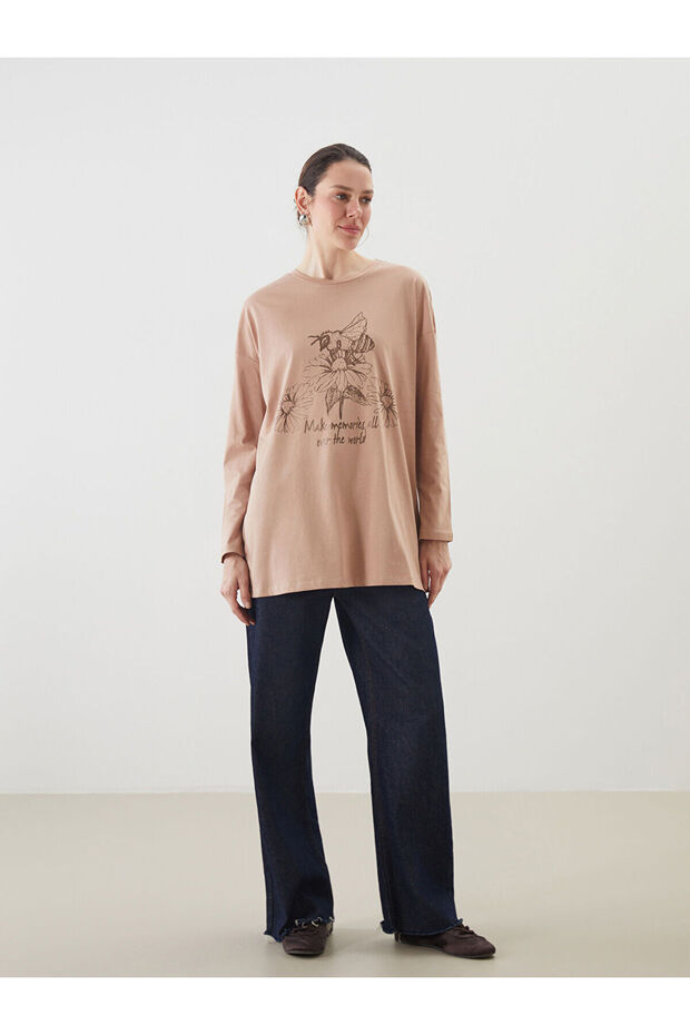 Crew Neck Printed Women's Tunic - 3