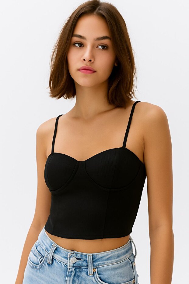 Askılı Ottoman Crop Büstiyer - 2