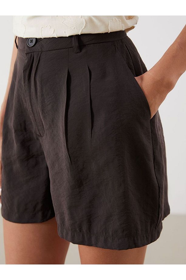 LCW Vision Loose Fit Modal Karışımlı Kadın Pileli Şort - 3