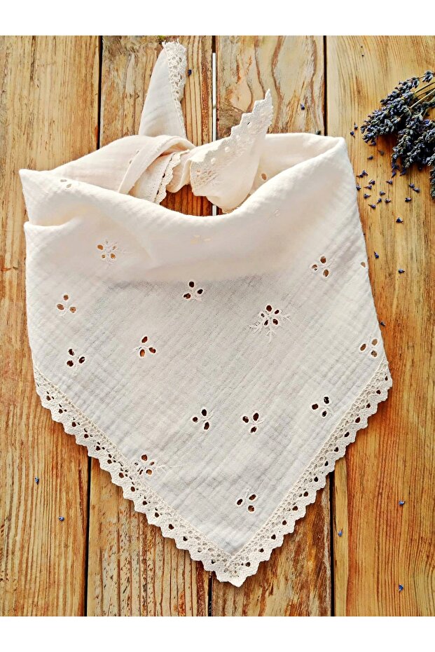 Cotton Embroidered Muslin Fabric Triangle Bandana – Fisto Detailed