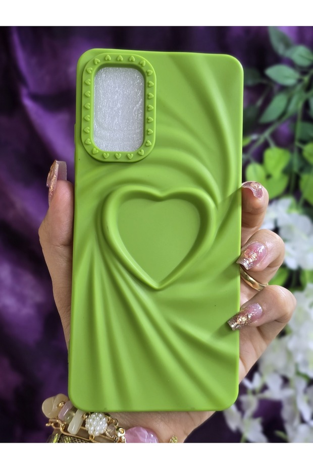 Samsung Galaxy A32 Compatible 3D Heart Green Silicone Case