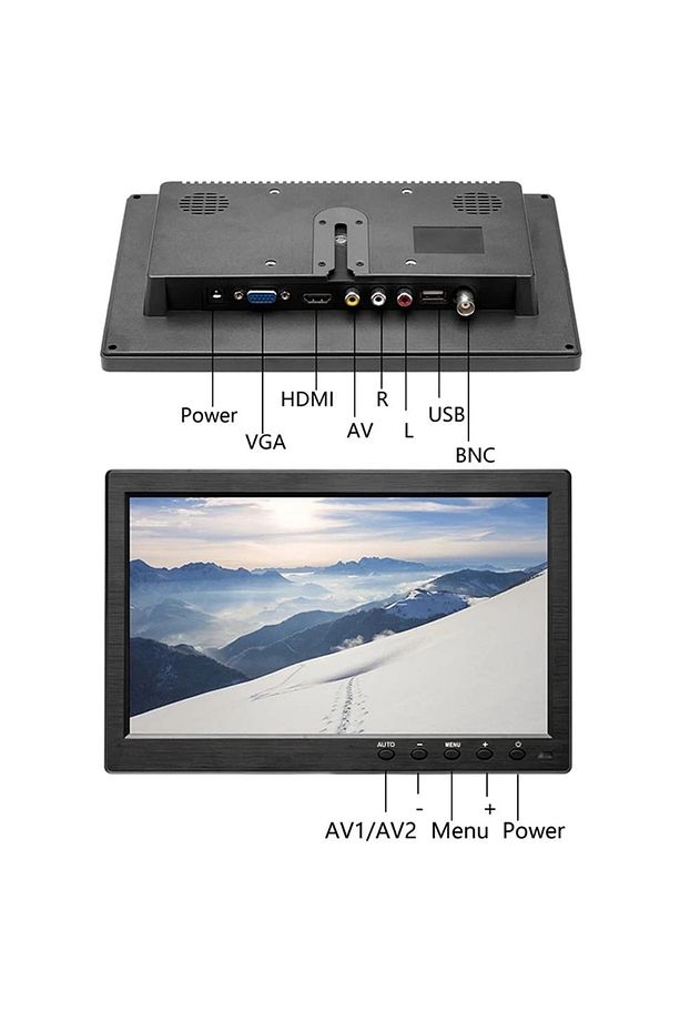 HDMI-VGA-BNC-USB GİRİŞLİ 12 VOLT ÇIKIŞLI 10.1 LCD MONİTÖR (5047) - 2