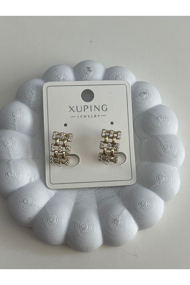 XUPING Paslanmaz Zirkon taşlı Örgü Model Kadın Küpe - 3