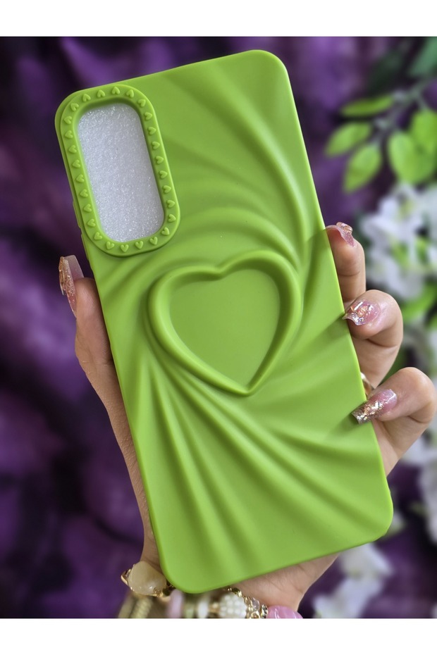 Samsung Galaxy A05S Compatible 3D Heart Green Silicone Case
