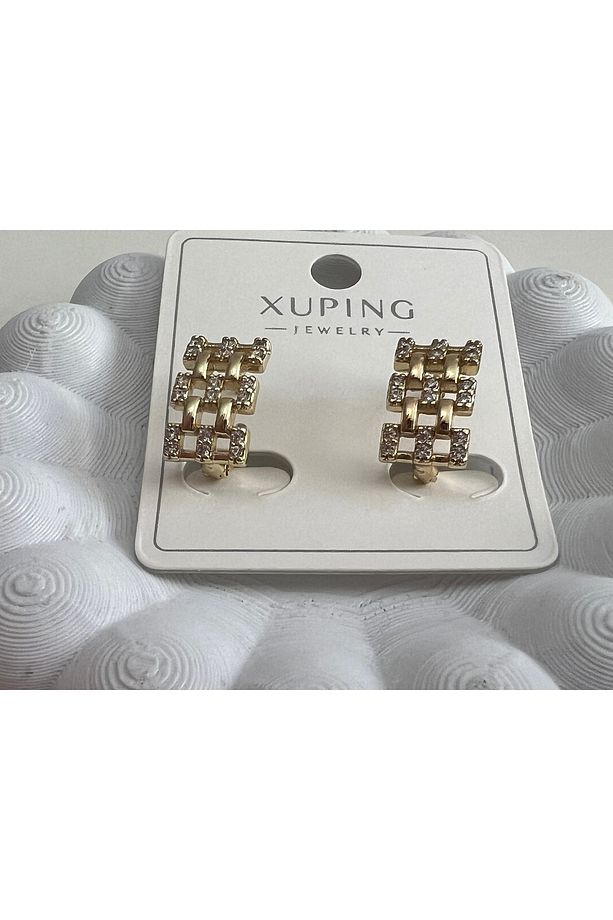 XUPING Paslanmaz Zirkon taşlı Örgü Model Kadın Küpe - 1