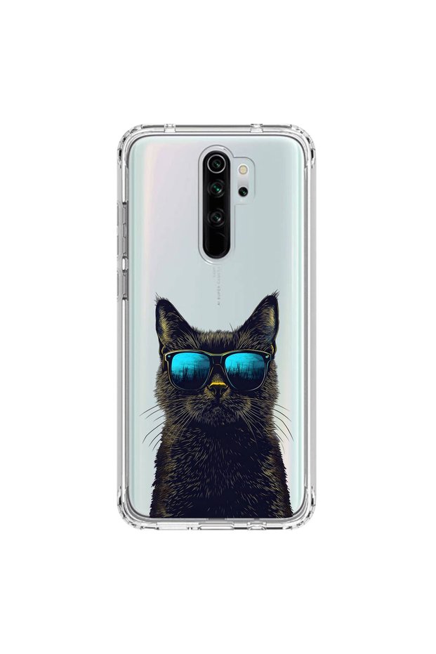 حافظة شفافة متوافقة مع هاتف Xiaomi Redmi Note 8 Pro مع تصميم Cool Cat
