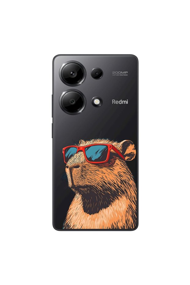 Xiaomi Redmi Note 13 Pro Compatible Transparent Case with Cool Capybara Design