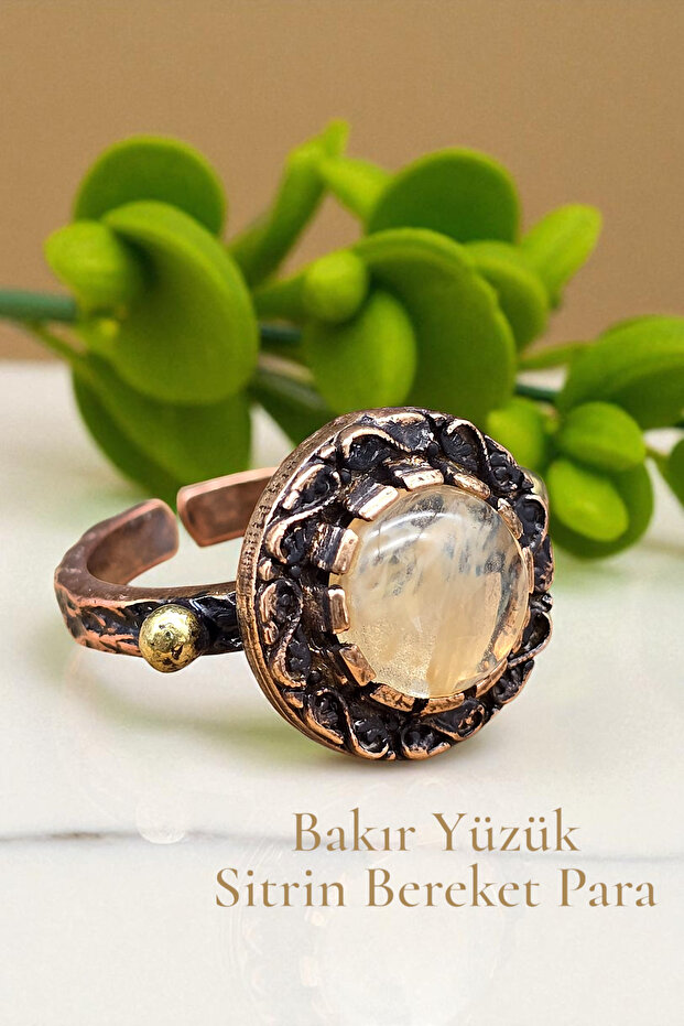 Copper Pure Ring Adjustable Citrine Evil Eye Very Good Quality (Gift, Daily, Special Day) Antique