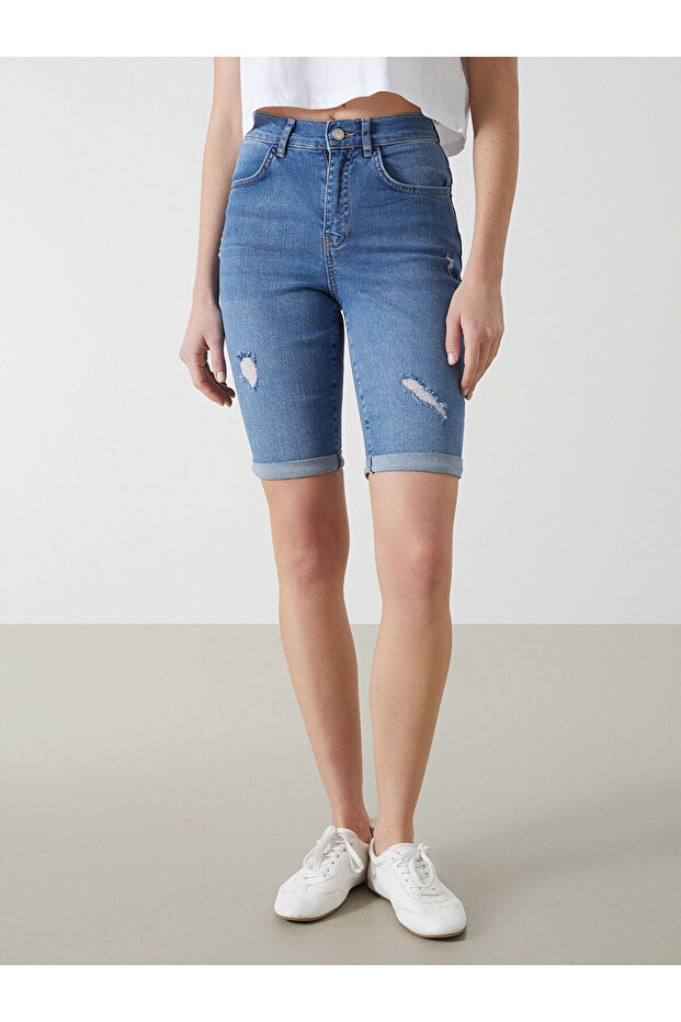 Bermuda Fit Kadın Jean Şort - 2