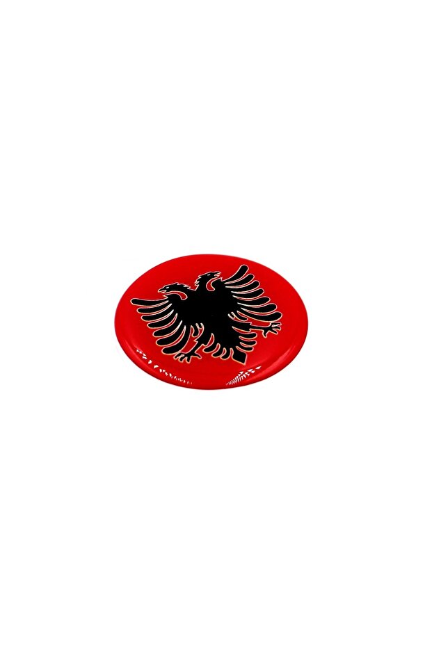 Damla Sticker Albania Flag Round Design Coat of Arms Sticker 7 cm