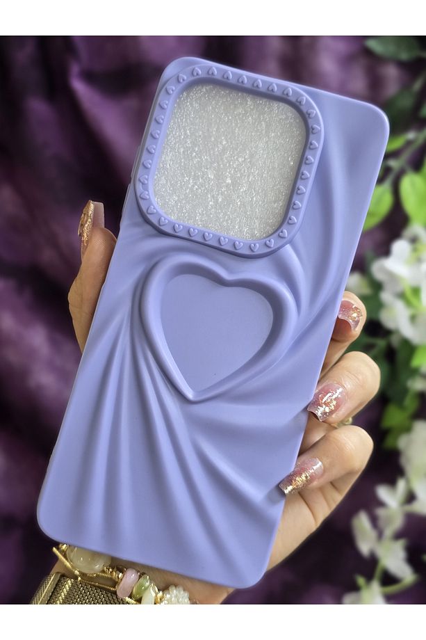 Tecno Spark 20 / SPARK 20C Uyumlu 3D Kalpli Lila Silikon Kılıf - 2