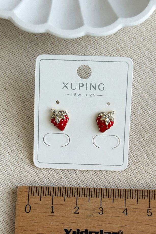 Xuping 14K Mini Çilek Vidalı Kadın Küpe – Kararmaz | Kadın Takı Xuping Küpe - 2