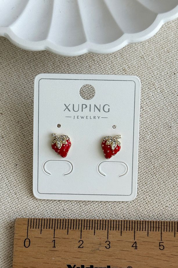 Xuping 14K Mini Çilek Vidalı Kadın Küpe – Kararmaz | Kadın Takı Xuping Küpe - 4