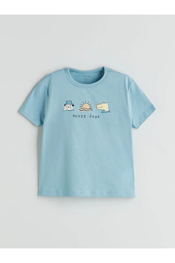 LCW baby Mavi Baskılı Erkek Bebek Tişört ve Şort 3'lü Takım - 2