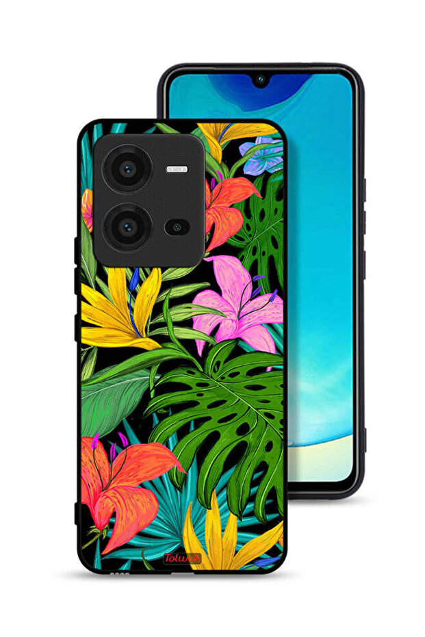 Vivo V25 5G Protective Case Cover Pattern Tropical Flowers Leaves