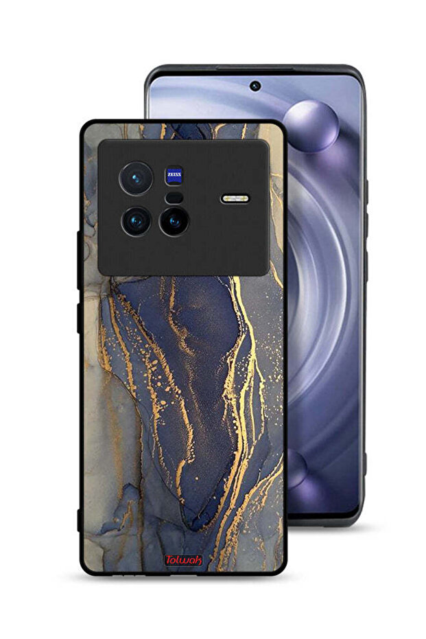 غطاء حماية لهاتف Vivo X80 بنمط رخامي لامع