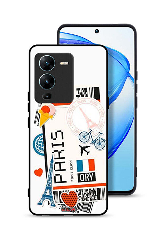 غطاء حماية لهاتف Vivo V25 Pro 5G، ملصق باريس