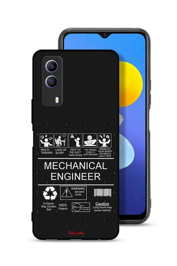 غطاء حماية لجهاز Vivo T1x، ملصق المهندس الميكانيكي