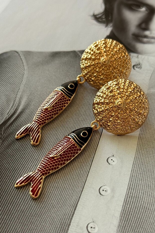 Gold Detailed Fish Earrings