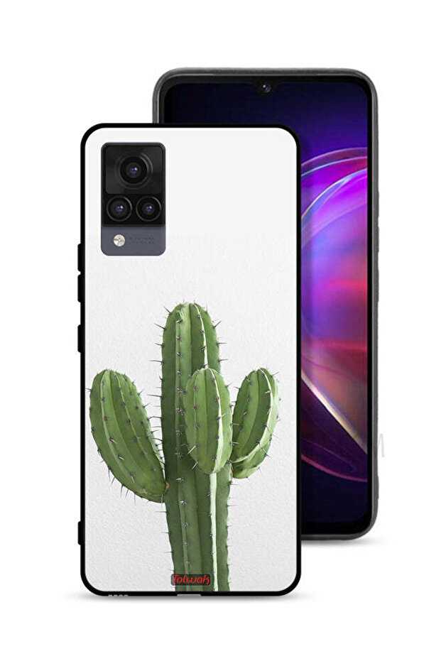 غطاء حماية لهاتف Vivo V21 بنقشة نبات الصبار