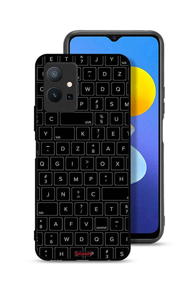 غطاء حماية لهاتف Vivo Y75 5G بنمط مفاتيح لوحة مفاتيح عشوائية