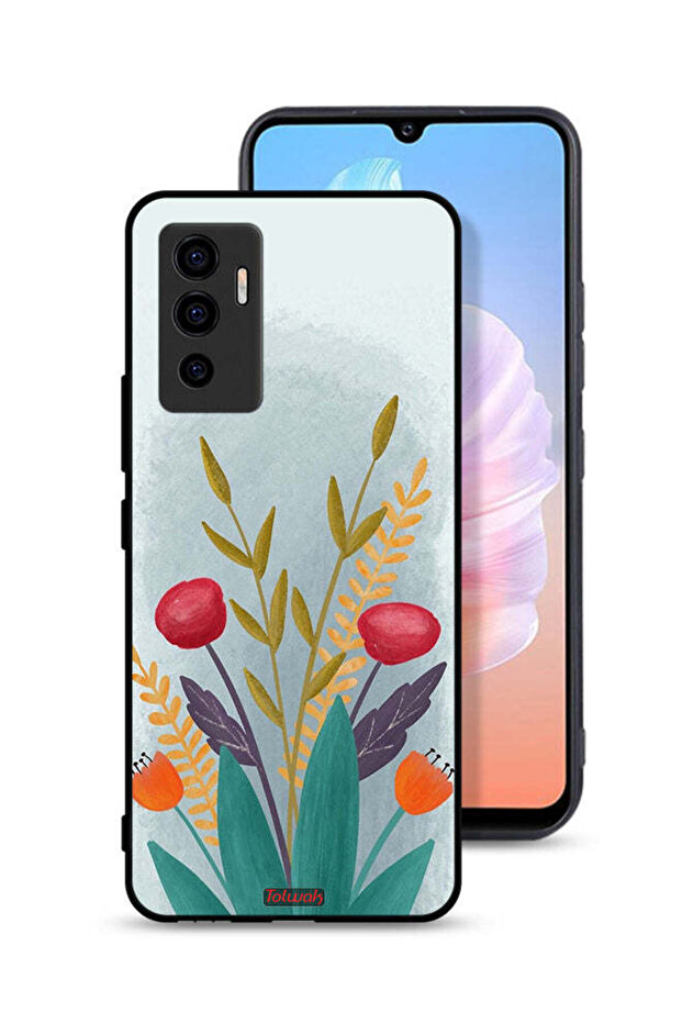 غطاء حماية لهاتف Vivo V23e برسومات نباتية