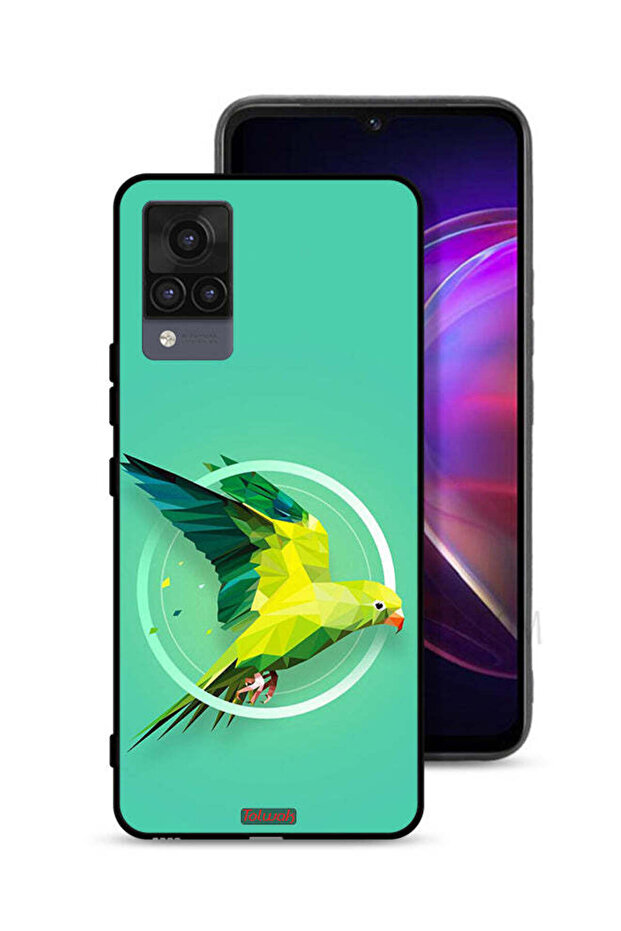 غطاء حماية لهاتف Vivo V21 بتصميم فن تجريدي ببغاء