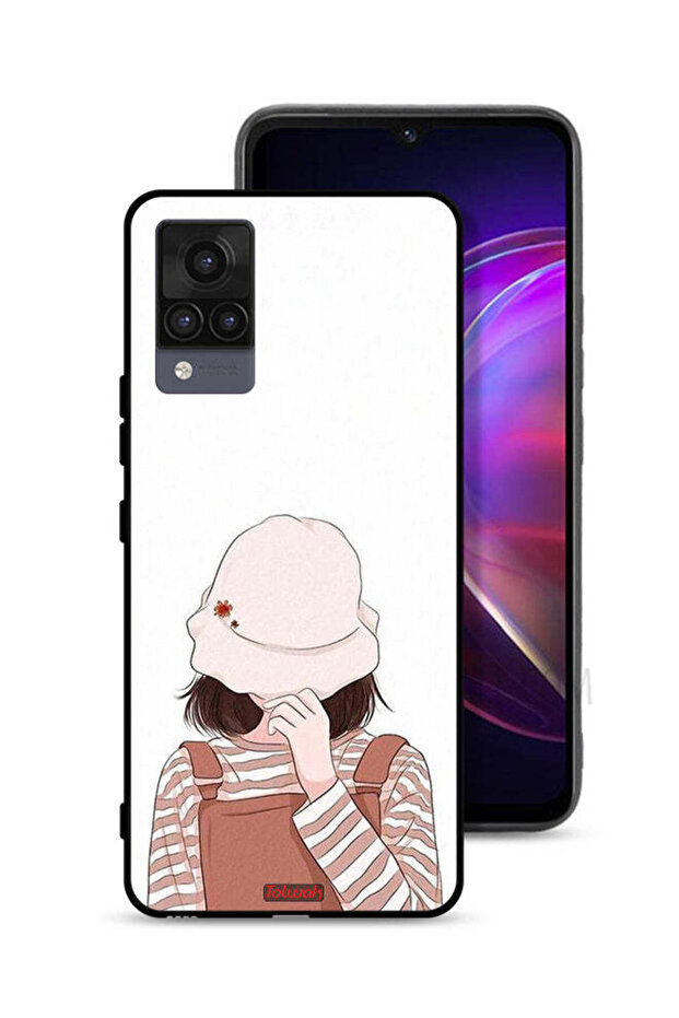 غطاء حماية لهاتف Vivo V21 يخفي الوجه بالقبعة