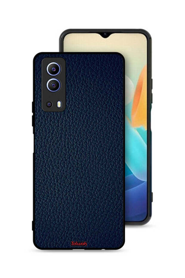 غطاء حماية جلدي بنمط هندسي لهاتف Vivo Y72 5G