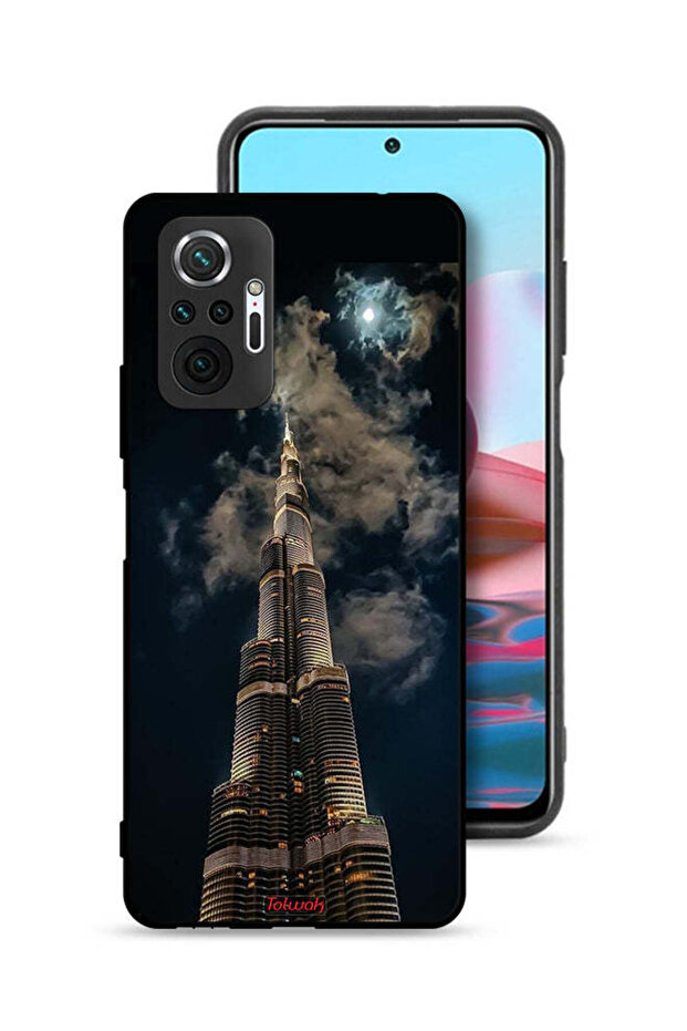 غطاء حماية لهاتف شاومي ريدمي نوت 10 برو 4G برج خليفة في الليل