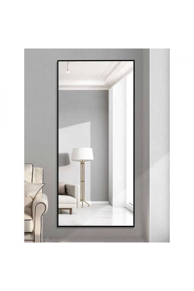 مرآة مستطيلة سوداء أنيقة وعصرية، - 1
