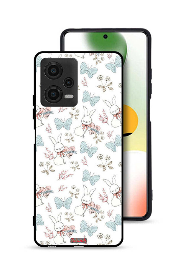 غطاء حماية لهاتف Xiaomi Poco X5 بتصميم أرنب وفراشات