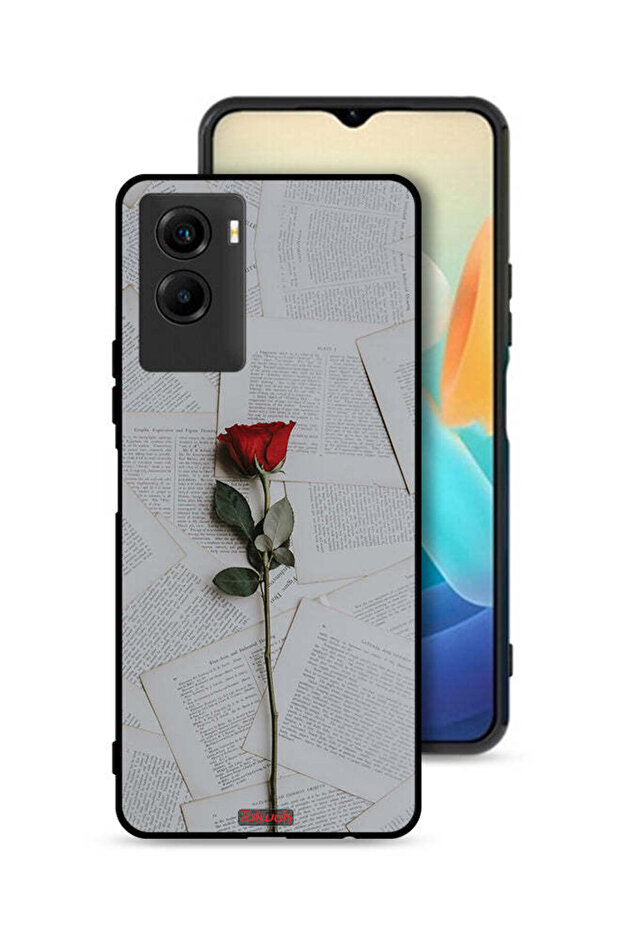 غطاء حماية وردي على ورق لهاتف Vivo Y55s 5G (2021)