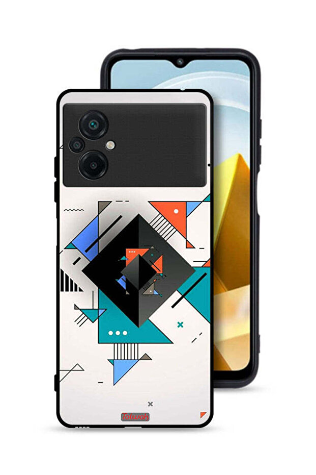 غطاء حماية لهاتف Xiaomi Poco M5 4G بأشكال مربعة ومثلثة ونمط تجريدي