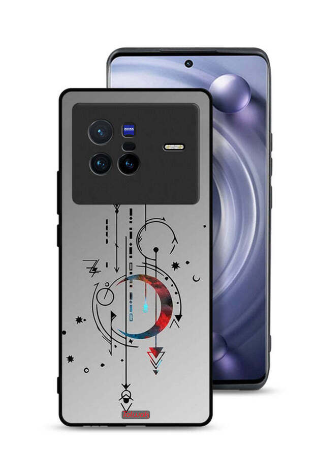 غطاء حماية لهاتف Vivo X80 بنقشة فنية على شكل قمر وسهام