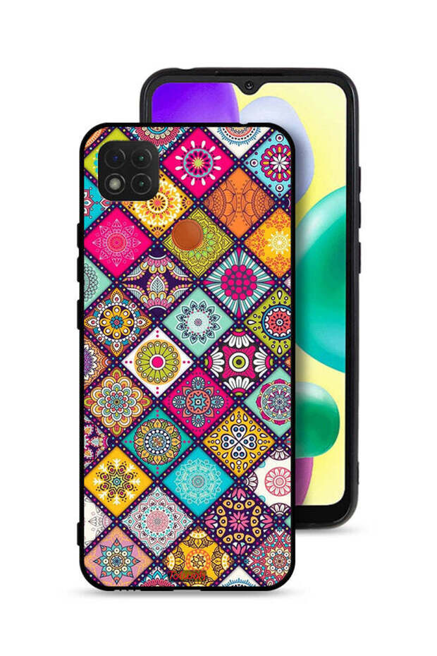 Xiaomi Redmi 9C Protective Case Cover Mandala Squares Pattern