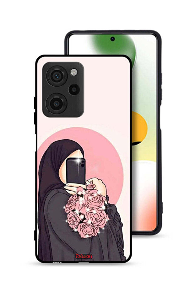 جراب حماية Xiaomi Poco X5 Pro بتصميم فن التقاط صور سيلفي مع حمل الزهور
