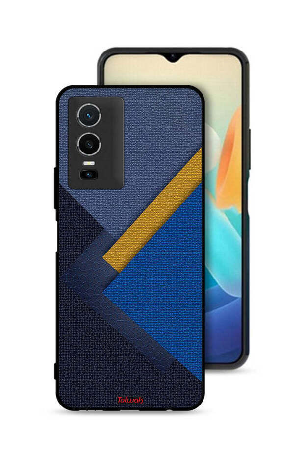 غطاء حماية جلدي بنقشة مثلثات لهاتف Vivo Y76 5G